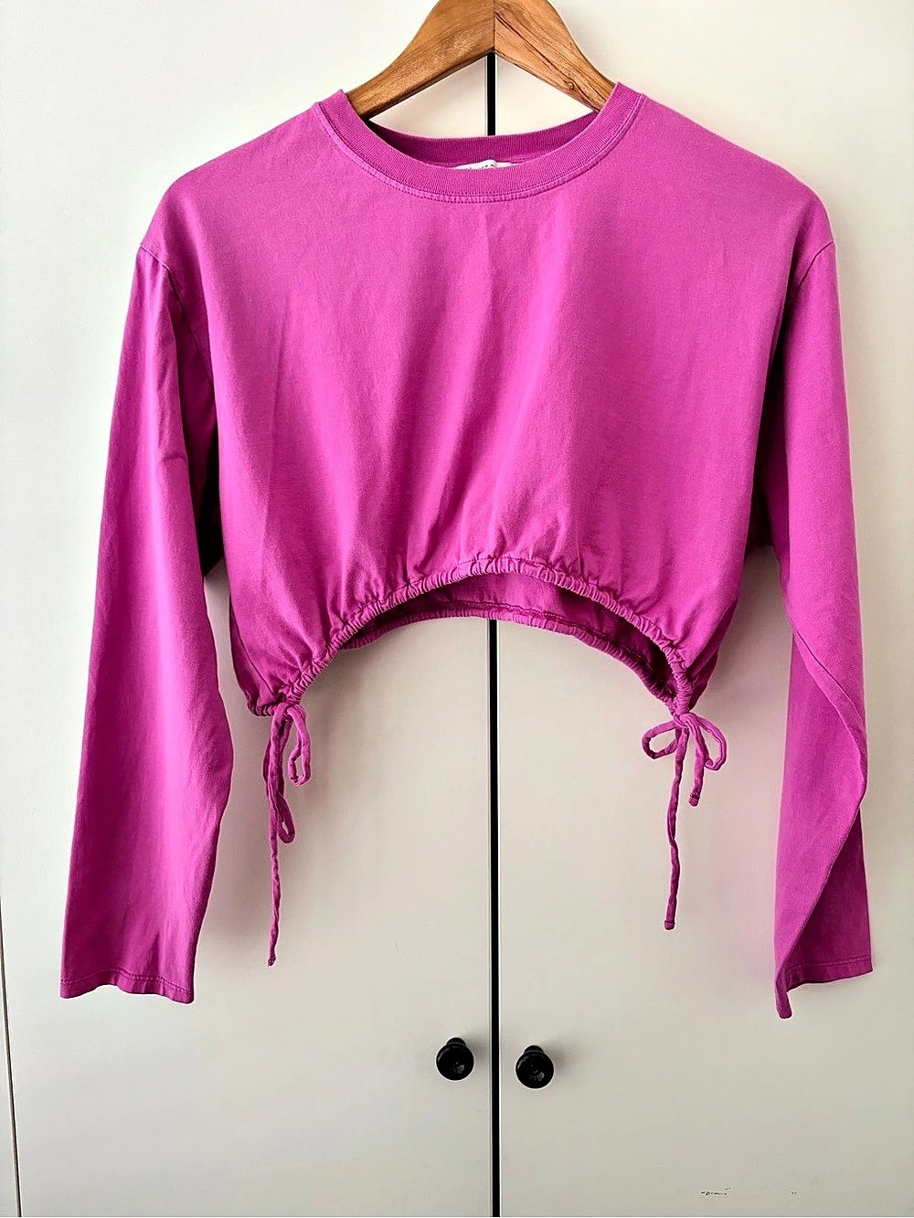 ZARA Cropped Long Sleeve Top in Pink Size Medium